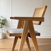 Set of 4 Rattan Dining Chair with Armrest