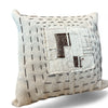 Handwoven Wool Cushion with Embroidered Stitching and Textured Pattern