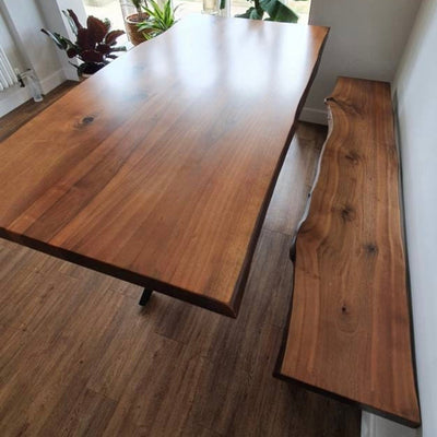 Live Egde Solid Walnut Bench