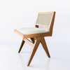 Wooden Rattan Chair with Upholstered Seat