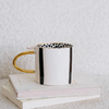 Black Polka Dot Mug with Gold Handle