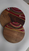 Red Christmas Effect Resin Walnut Plate