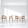 Set of 4 Mid Century Modern Wooden Walnut Colour Dining Chair