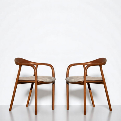 Set of 2 Mid Century Modern Wooden Walnut Colour Dining Chair