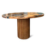 Round Dark Grey Resin Walnut Table