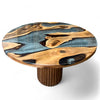 Round Dark Grey Resin Walnut Table