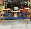Set of 4 Mid Century Modern Wooden Walnut Colour Dining Chair with Black Upholstery